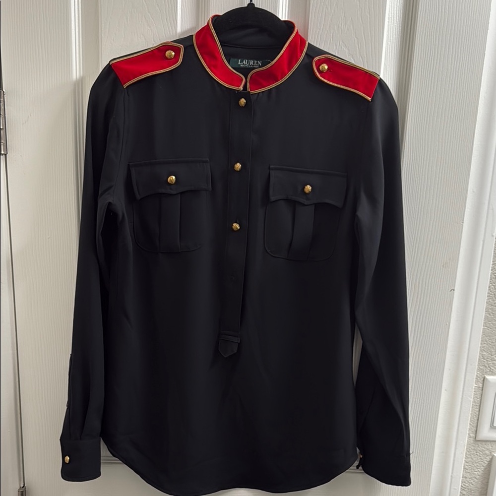 Black and Red Military Style Blouse